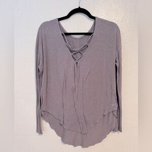Glyder Lace Up V Neck Long Sleeve Athletic Top